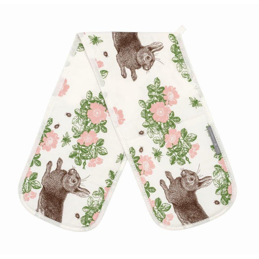 Rabbit and Rose  Double Oven Glove by Thornback & Peel