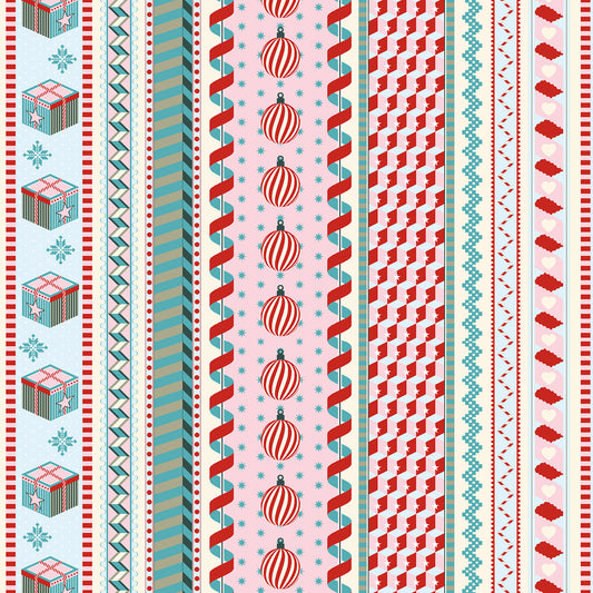 Double Oven Glove - Crisp & Dene - Christmas Ribbon