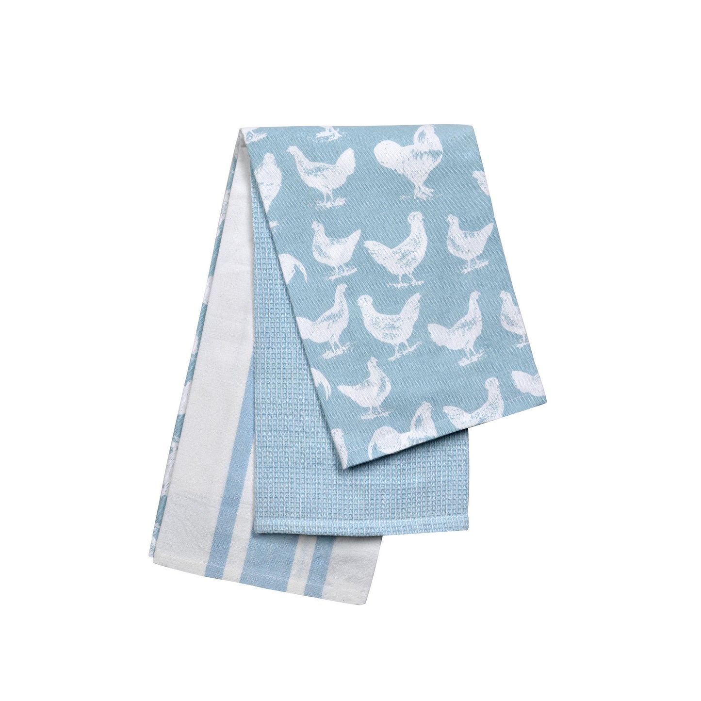 Stow Green - The Pantry Kitchen - Hen & Cockerel Blue Tea Towels - Set of 3