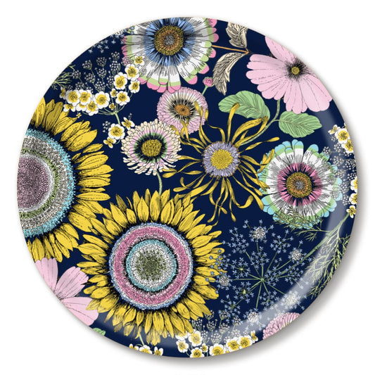 Michael Angove Round Navy Tray - Sunflowers (39 cm)