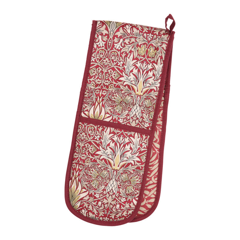 Double Oven Glove - William Morris & Co - Morris & Co Snakeshead Claret Double Oven Glove