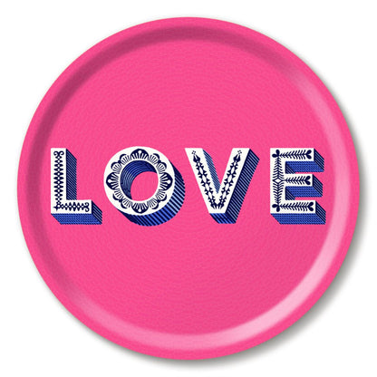 Serving Trays - Asta Barrington - Asta Barrington Bright Pink Love Round Tray (31cm)