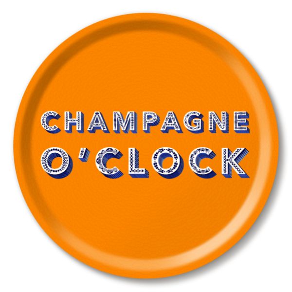 Serving Trays - Asta Barrington - Asta Barrington Champagne O'Clock / Satsuma Orange Round Tray (31cm)