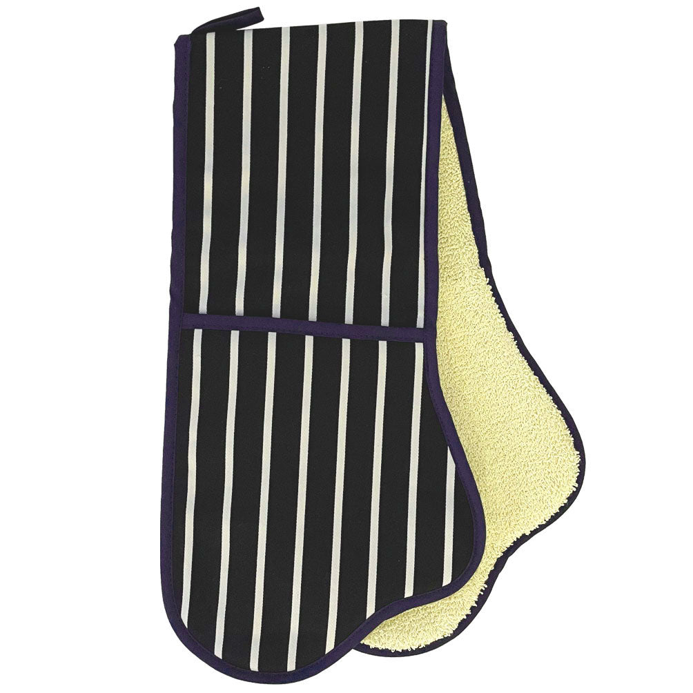 Double Oven Glove - The Chef Pad Shop - Butchers Stripe Dark Navy Double Oven Glove