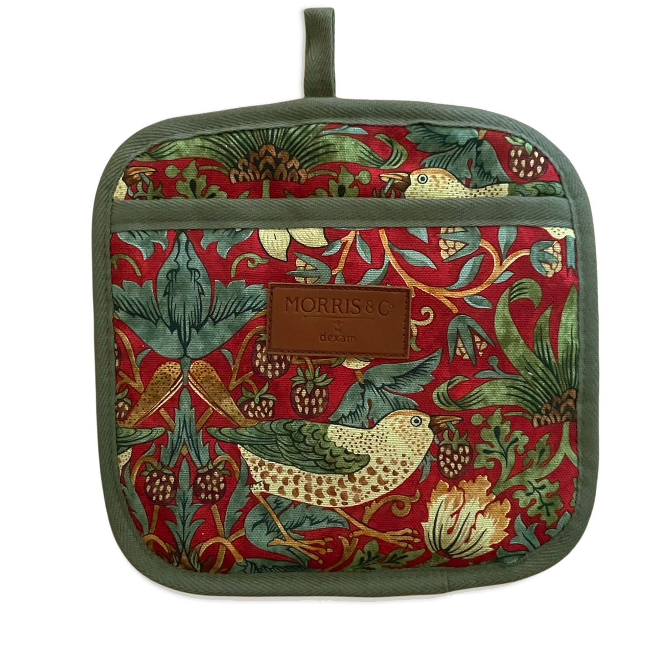 Pot Grab - William Morris & Co - Morris & Co Red Strawberry Thief Pot Grab with Pocket