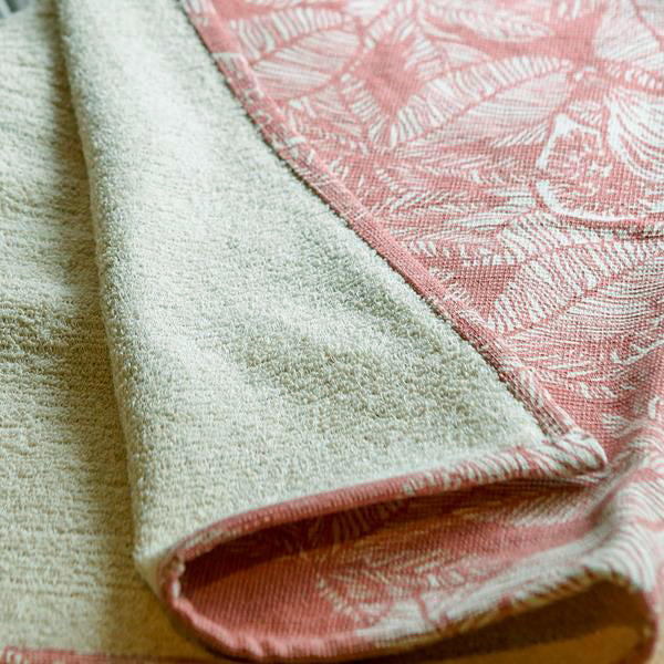 Tea Towel - Raine & Humble - Terry Towelling Fig Leaves Tea Towel in Dawn Rose - Recycled Cotton
