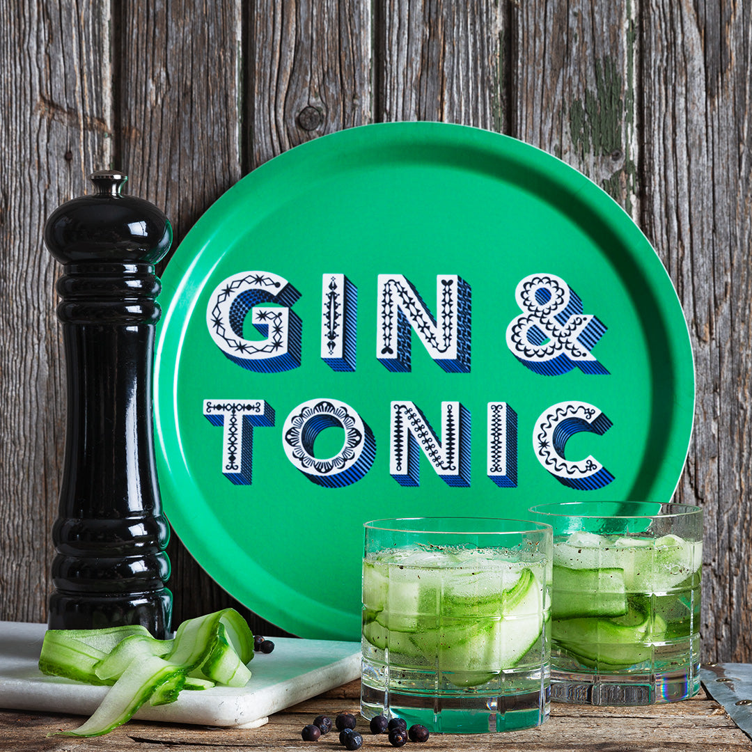 Serving Trays - Asta Barrington - Asta Barrington Green Gin & Tonic 31cm Round Tray