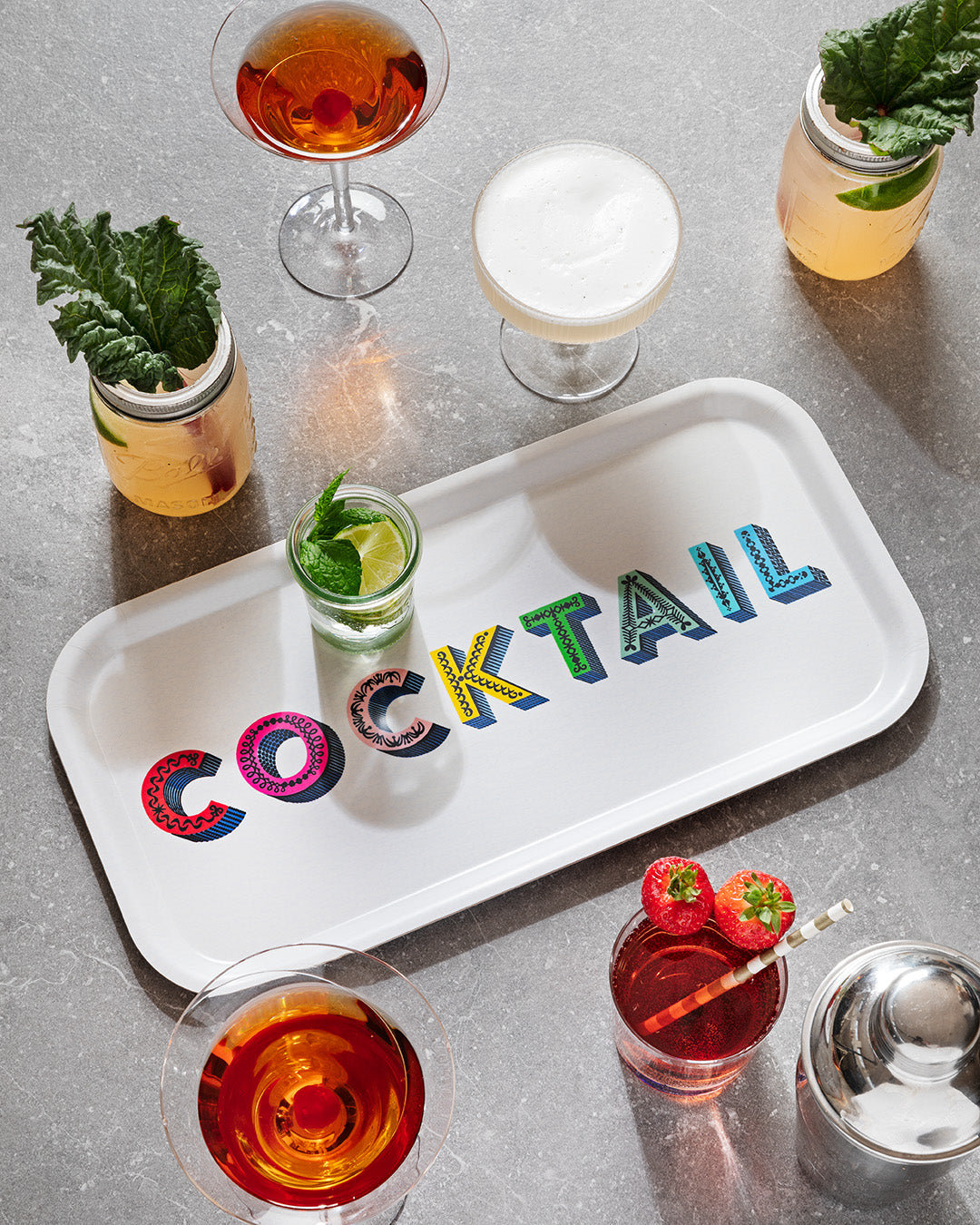 Serving Trays - Asta Barrington - Asta Barrington Rainbow Cocktail Rectanglular Tray 43x22cm