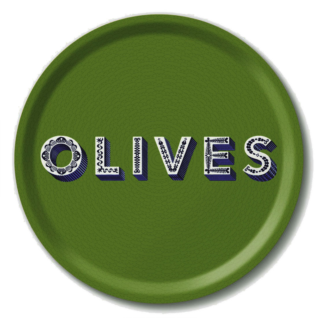Serving Trays - Asta Barrington - Asta Barrington "OLIVES" Green Circular Serving Tray (31cm)