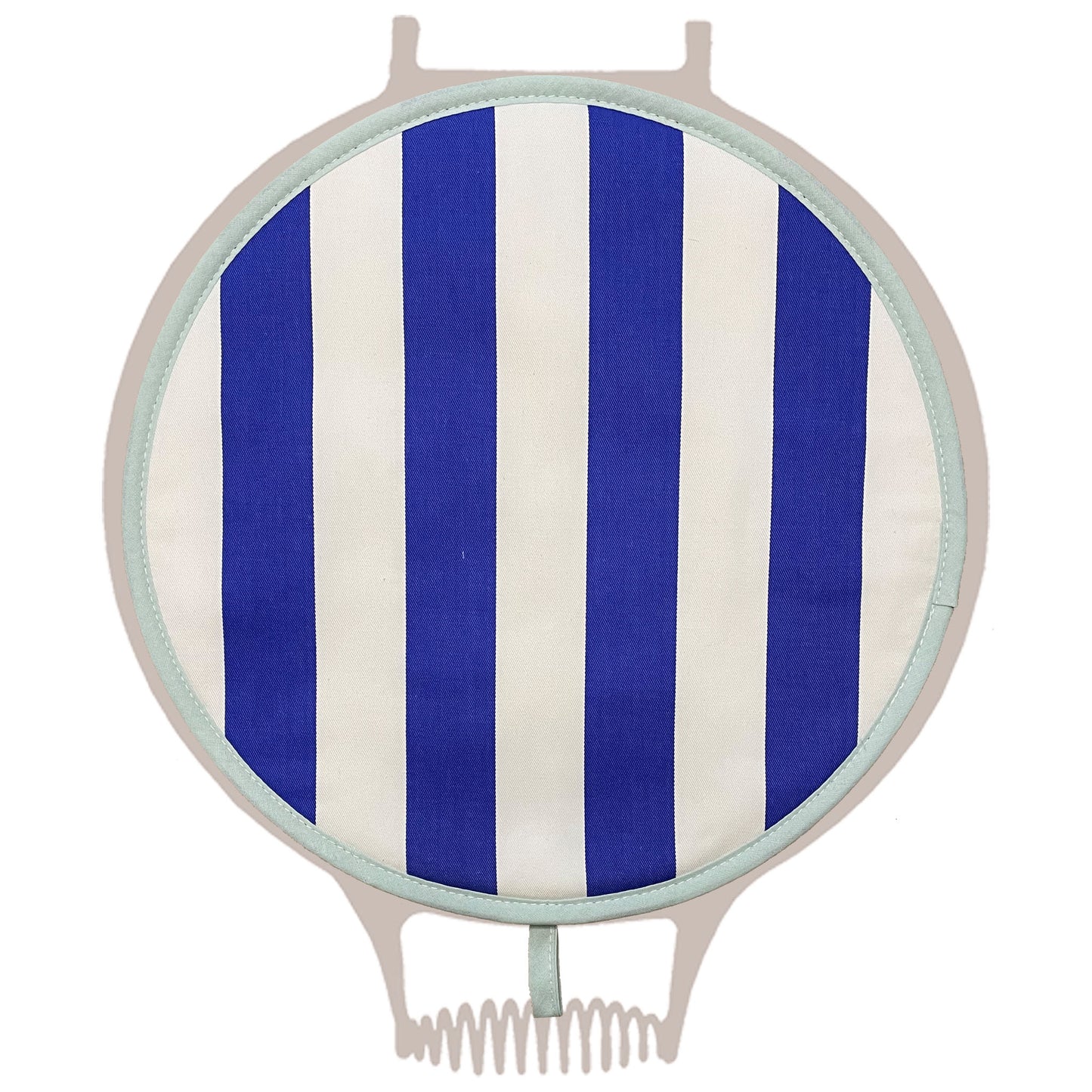 Blue and White Wide Stripe Chefs Pad for use with Aga Range Cookers
