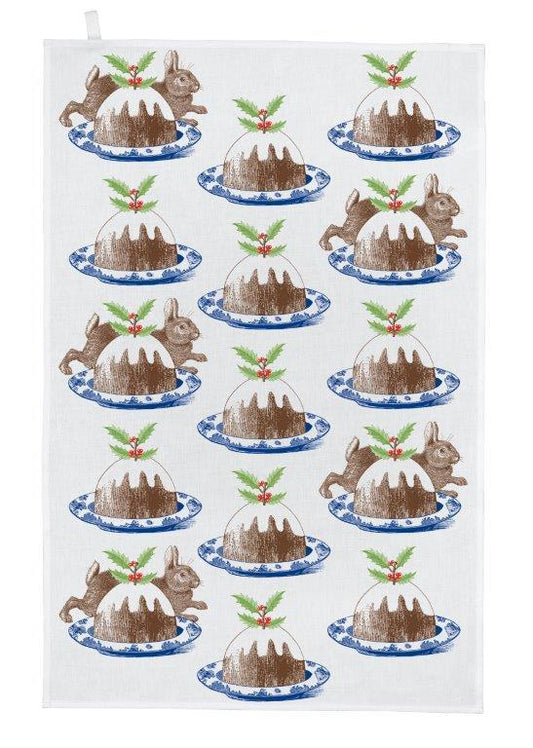 Tea Towel - Thornback & Peel - Thornback & Peel - Christmas Tea Towel - Rabbit & Pudding