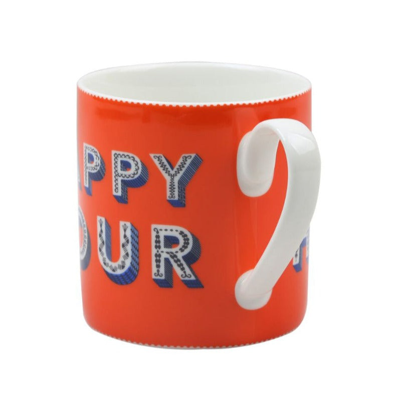 Mug - Asta Barrington - Asta Barrington "HAPPY HOUR" Fine Porcelain Mug in Orange