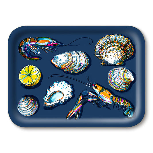 Michael Angove Birch Rectangle Serving Tray - Navy Seafood (27 x 20cm)