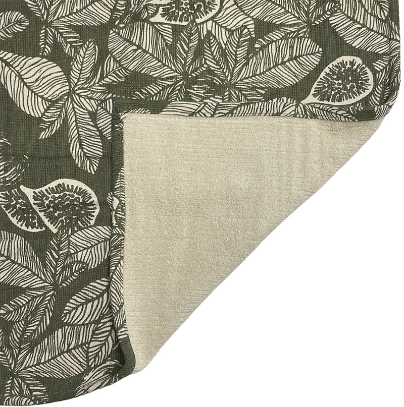 Tea Towel - Raine & Humble - Terry Towelling Fig Leaves Tea Towel in Burnt Olive - Recycled Cotton