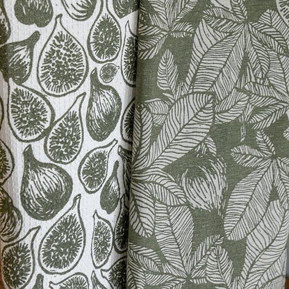 Tea Towel - Raine & Humble - Fig Tree in Burnt Olive Two Pack Tea Towels - Recycled Cotton