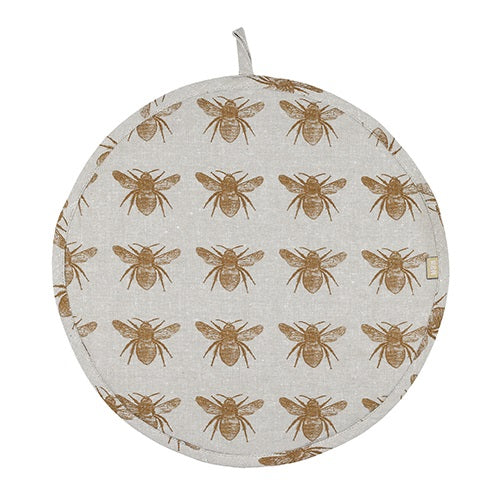 Chef Pad - Aga - Raine & Humble - Mustard Honey Bee Recycled Cotton Hob Cover For Use With Aga Range Cookers