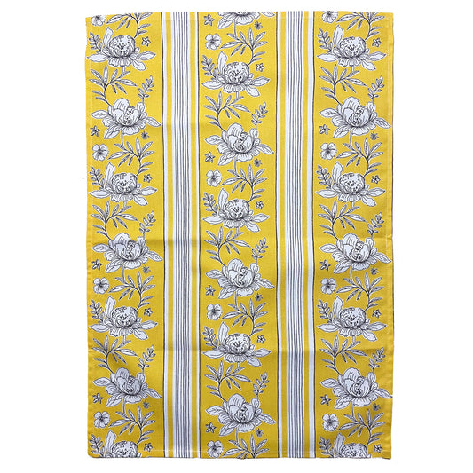 Crisp & Dene Yellow Vintage Floral Tea Towel